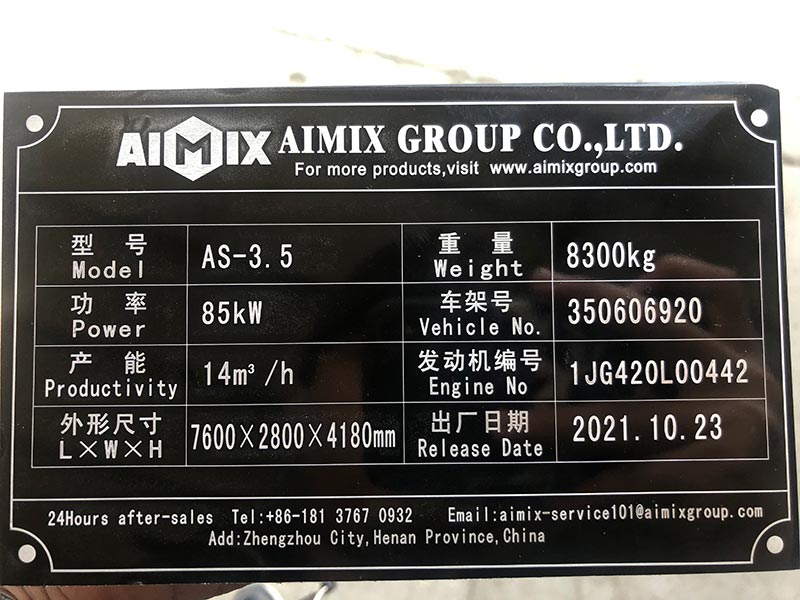 Parámetros De AS-3.5 Autohormigonera