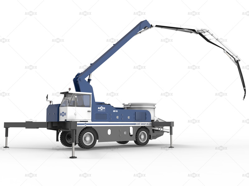 Bomba de Hormigón Pequeña sobre Ruedas con Pluma y Hormigonera