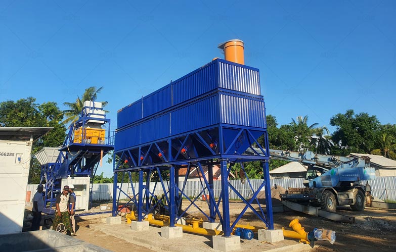AJY60 Planta Hormigonera Móvil Instalada en Indonesia para Construcción de Fábrica