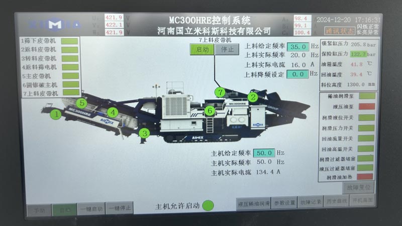 Sistema de Control de Pantalla Táctil para Trituradora Móvil