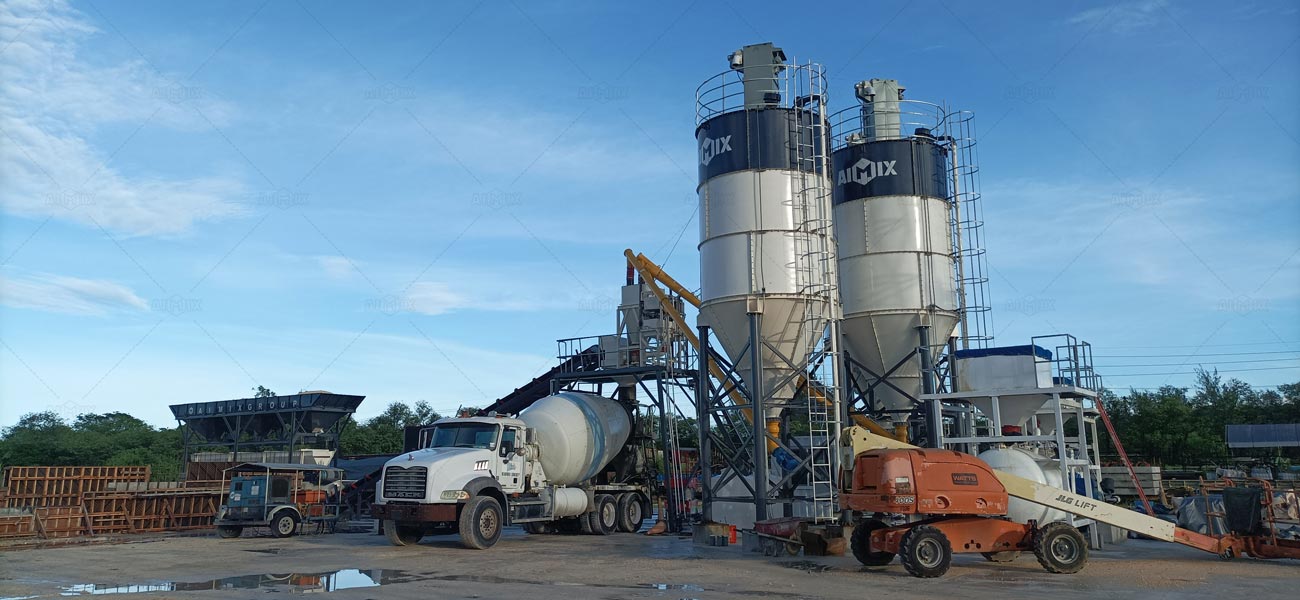 AIMIX Planta de Hormigón Seco de 50m3h Instalada en Guam