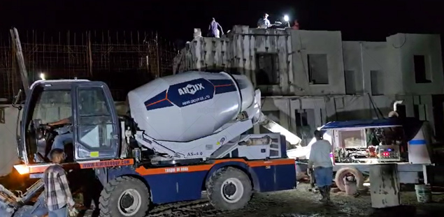 Autohormigonera y Bomba Concretera Estacionaria de AIMIX para Construcción de villas en República Dominicana