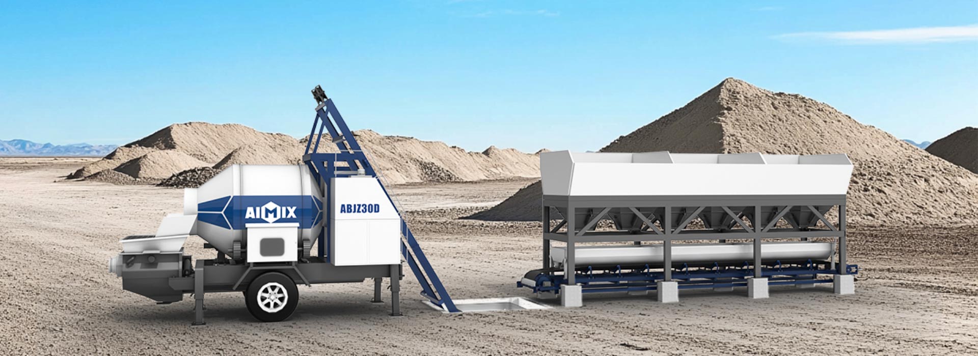 AIMIX Bomba Hormigonera con Máquina Dosificadora de Agregados