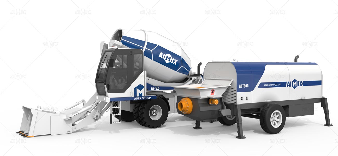 Combinación de AIMIX Autohormigonera y Bomba Estacionaria de Concreto