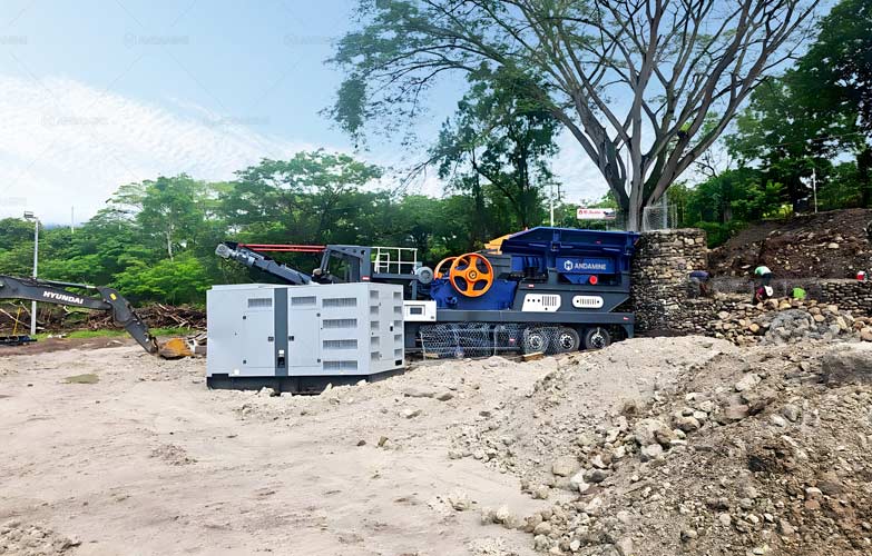 Planta Chancadora Móvil de Piedra de Río en Honduras de Andamine