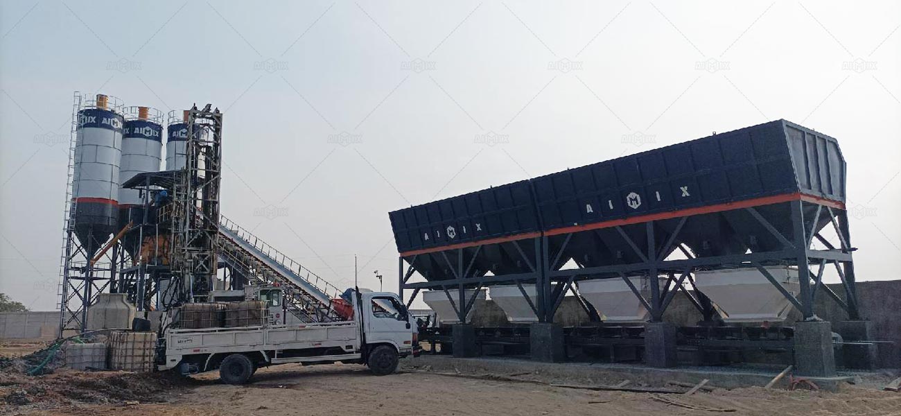 Planta de Hormigón Estacionaria AJ90 Ecuador para Proyecto de Carreteras