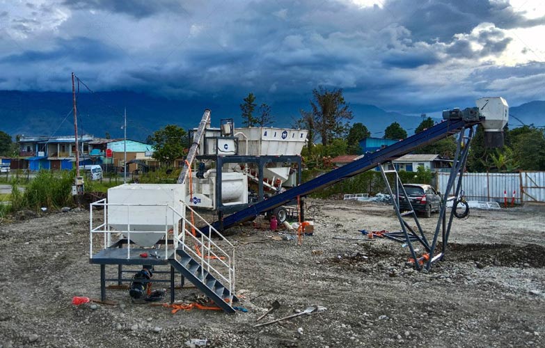 Planta de Concreto de Tipo Compacto y Móvil en Indonesia con Capacidad de 40m3/h