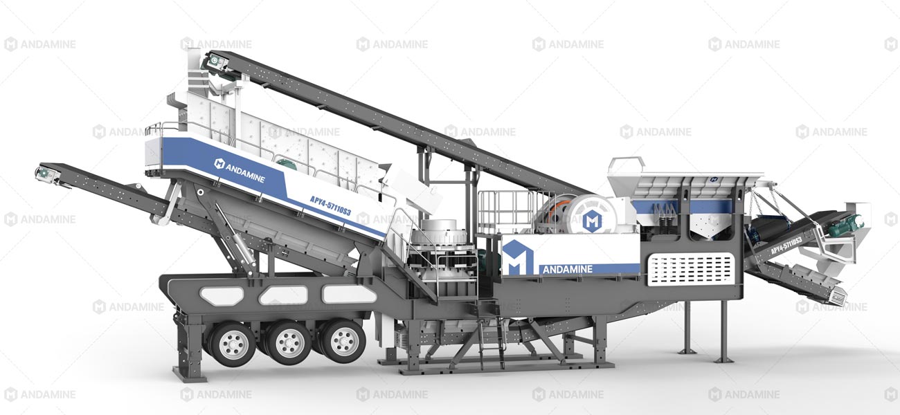 Configuración de 4 en 1 Trituradora de Piedra Móvil de Andamine