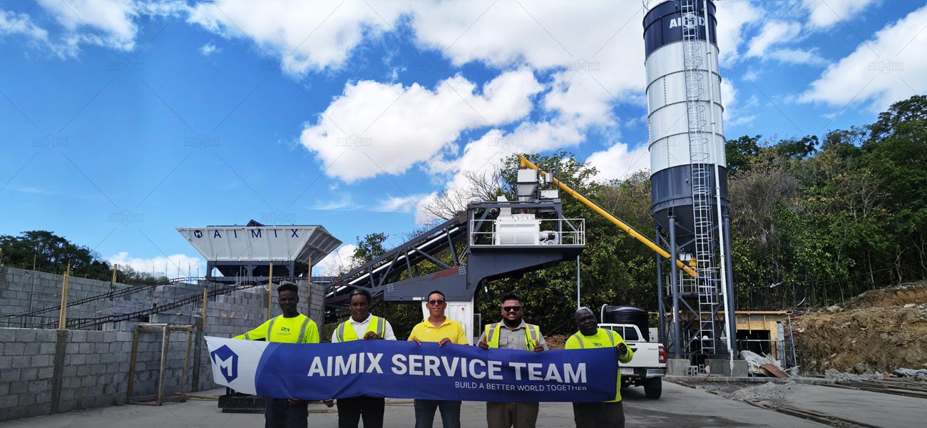 Planta de concreto móvil AIMIX en plena producción de hormigón in situ, solución ágil para proyectos en Latinoamérica