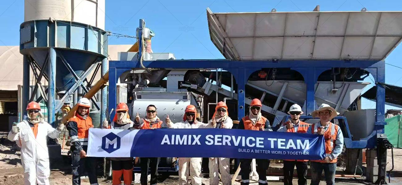 AIMIX Planta Móvil de Hormigón Compacta AJSY35 Entregada a Nuestro Cliente Chileno