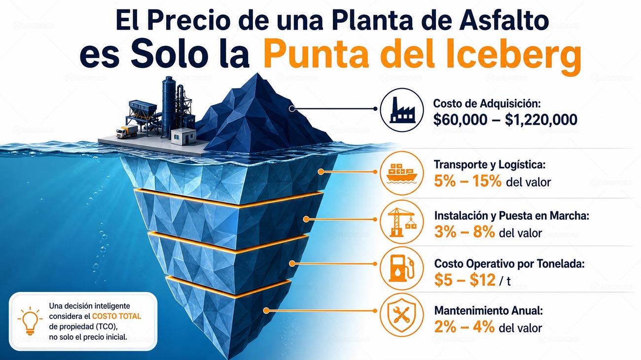 El coste de inversión de una planta de asfalto incluye muchos costes ocultos, no solo el precio de planta de asfalto, sino también los costes de envío, instalación, funcionamiento y mantenimiento.