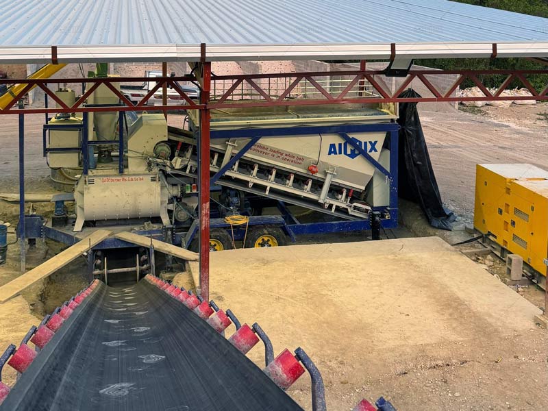 AIMIX Planta Hormigonera Móvil AJSY35 proporcionó una excelente calidad de concreto y alta movilidad en un proyecto vial en Guatemala.