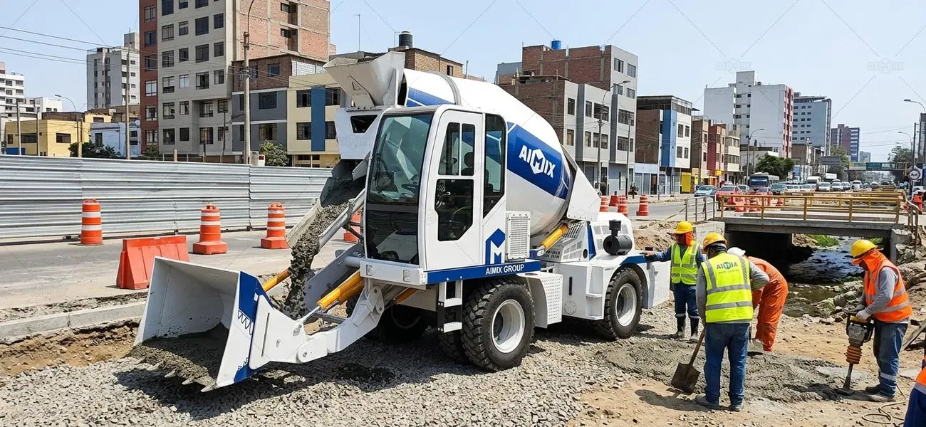 AIMIX Autohormigonera AS-MK24 en obras públicas urbanas y mantenimiento de vías en Latinoamérica