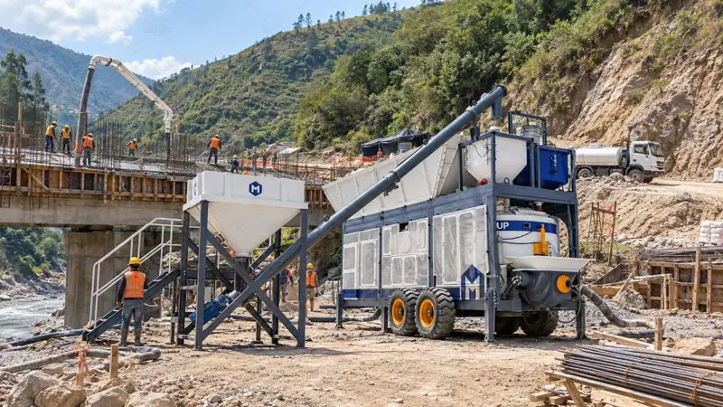 Construir Puentes Túneles y Obras Hidroeléctricas con AIMIX AJP40 Planta Pequeña de Concreto con Bomba