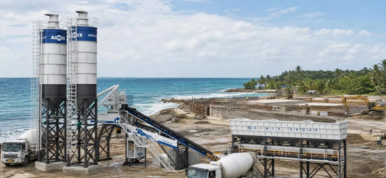 AIMIX AJQ70 Planta de Concreto de Montaje Rápida con estructura anticorrosiva para zonas costeras y húmedas