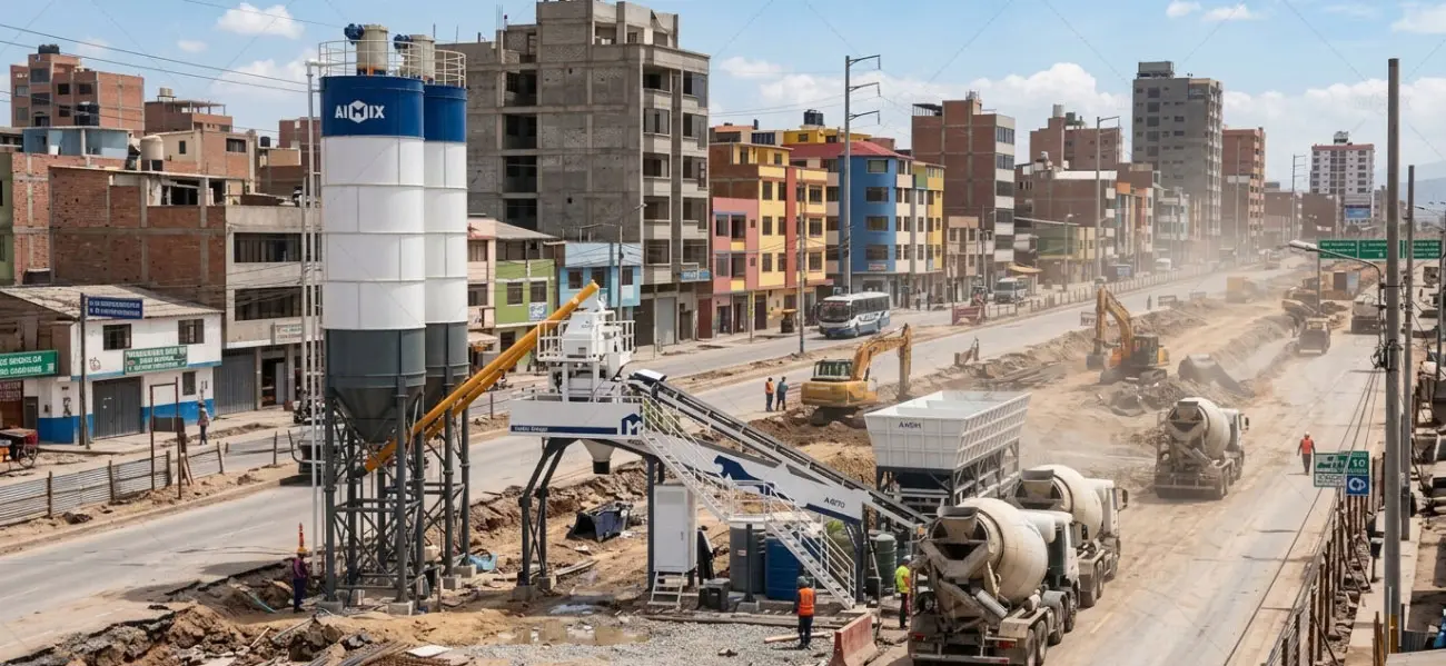 AIMIX Planta de concreto urbana AJQ70 con bajo ruido y cero emisiones