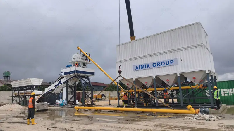 Planta de concreto de montaje rápido AJQ70 para terrenos complejos en Nigeria