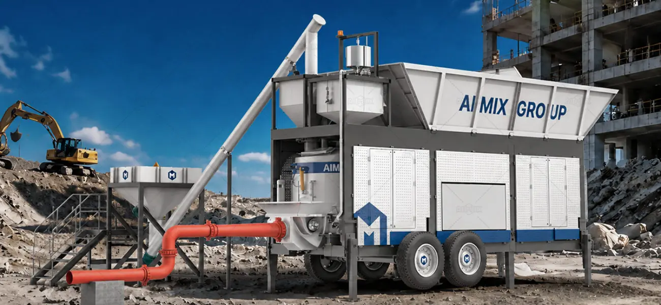 Tres Modos De Funcionamiento de AJP40 Planta Móvil de Hormigón con Bombeo