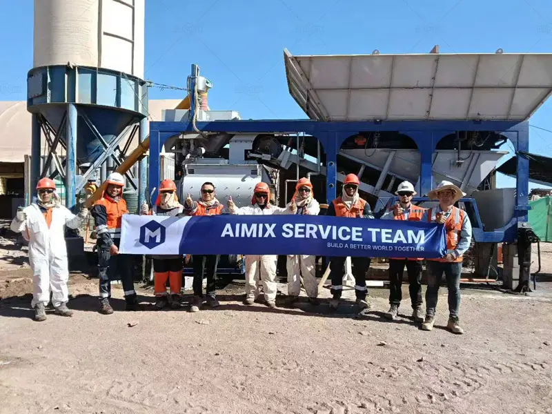 Venta de Planta de Concreto Compacta AIMIX Utilizada para la Construcción de Carreteras en Chile
